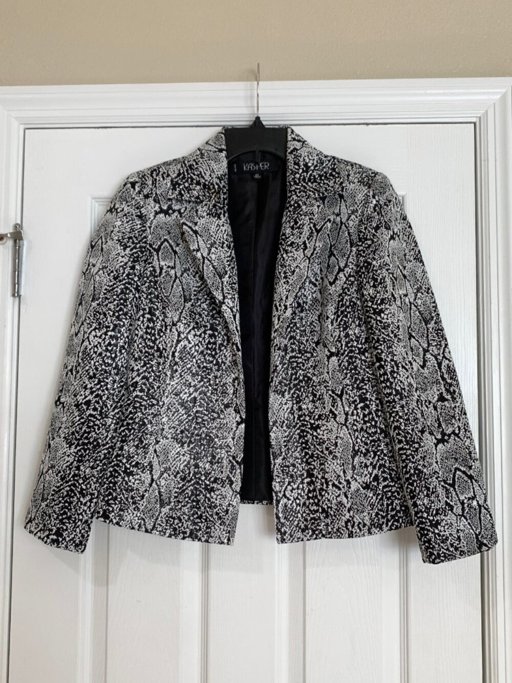 Kasper Metallic Silver Snakeskin Python Print Tailored Blazer Jacket 4P
